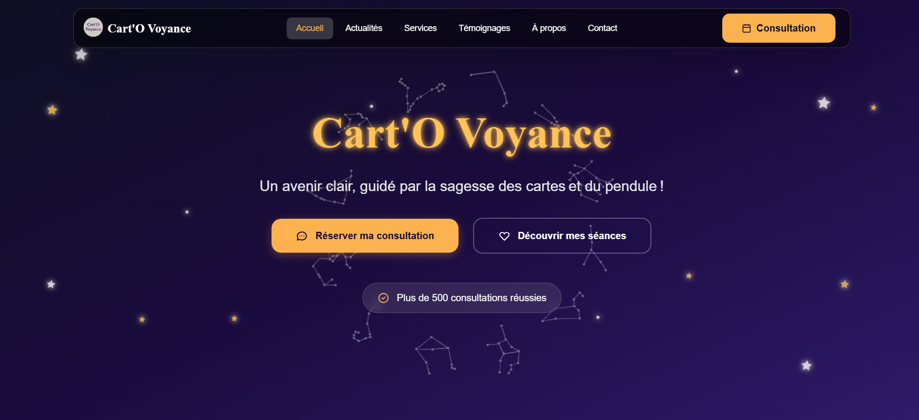 Aperçu du projet Cart'O Voyance