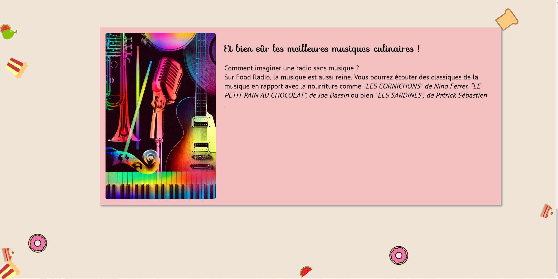 Capture du projet Food radio